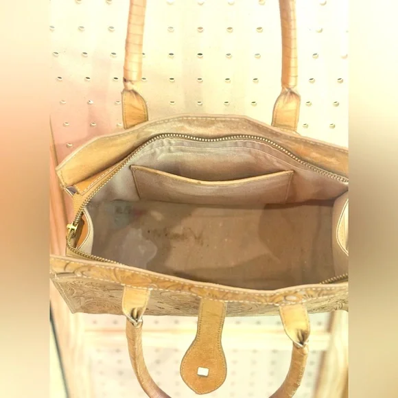 Bohemian Cleobella Arya Medium Brown Leather Embossed Detailed Handbag